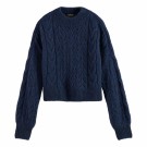 Maison Scotch - Melange Cable Knit Sweater - Blå thumbnail