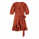 Maison Scotch - Wrapover Mix Dress In Seersucker Stripe thumbnail