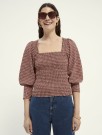 Maison Scotch - Seersucker Top With Smock Details And Square Neck thumbnail