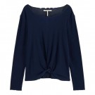 Maison Scotch - Long Sleeve Top With Knot - Marine thumbnail
