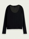 Maison Scotch - Fitted Scoop Neck Long Sleeve Tee - Sort  thumbnail