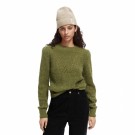 Maison Scotch - Fuzzy Knitted Sweater With Puffy Sleeves - Army thumbnail