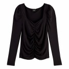 Maison Scotch - Gathered Front Long Sleeve Top - Sort  thumbnail