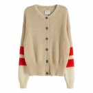 Maison Scotch - Cardigan With Color Blocked Sleeeves - Beige thumbnail