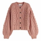Maison Scotch - Melange Cable-knitted Relaxed Cardigan - Rose thumbnail