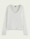 Maison Scotch - Fitted Scoop Neck Long Sleeve Tee - Off-White  thumbnail