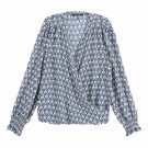 Maison Scotch - Wrap-over With Smocked Cuff - Blå thumbnail