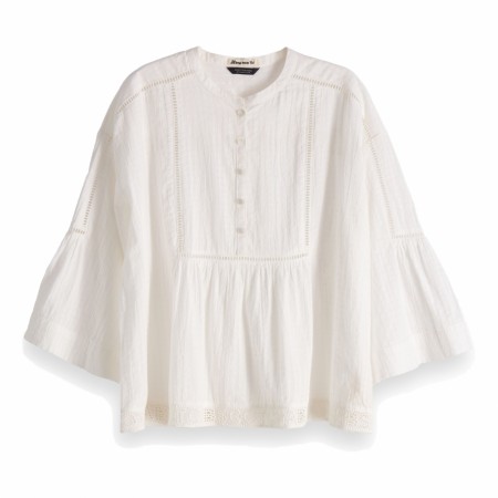 Maison Scotch - Loose Fitted Top With Special Lace-tape Details - Offwhite