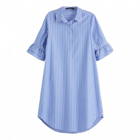 Maison Scotch - Ruffled Sleeve Shirt Dress - Lyseblå