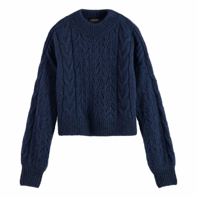 Maison Scotch - Melange Cable Knit Sweater - Blå