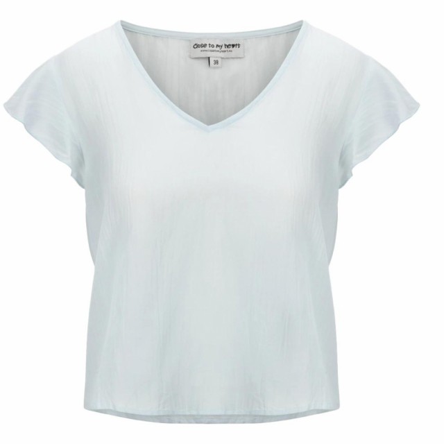 Close To My Heart - White Blouse - Baby Blue
