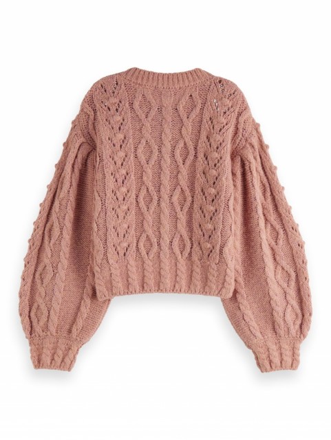 Maison Scotch - Melange Cable-knitted Relaxed Cardigan - Rose 