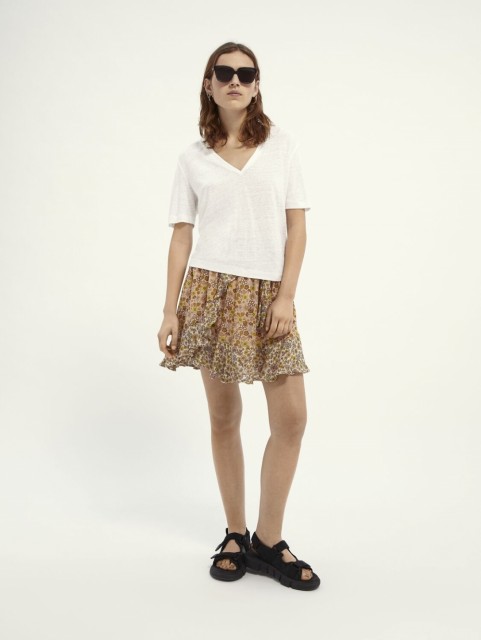 Maison Scotch - Ruffle Skirt In Crinkled Quality - Flower 