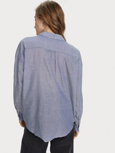 Maison Scotch - Striped Cotton Shirt With Round Collar - Stripe 