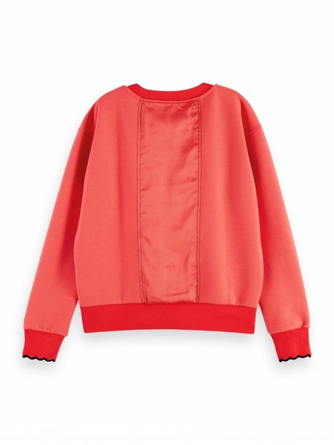 Maison Scotch - V-Neck Sweat With Scalloped Ribs - Red 