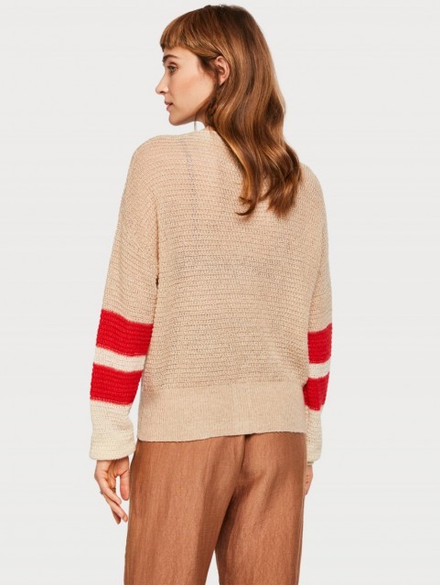 Maison Scotch - Cardigan With Color Blocked Sleeeves - Beige