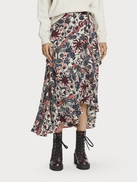 Maison Scotch - Midi Allover Printed Wrap Skirt - Multi. 