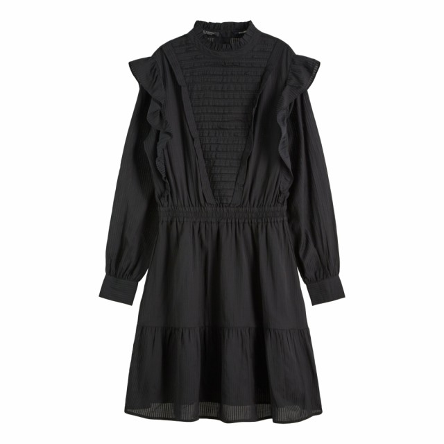 Maison Scotch - Dress With Ruffles And Ladder Details - Black