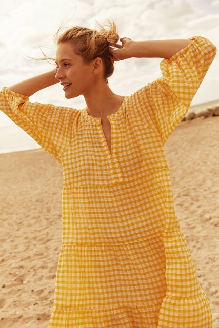 Part Two - Philine Dress - Amber Yellow Check 