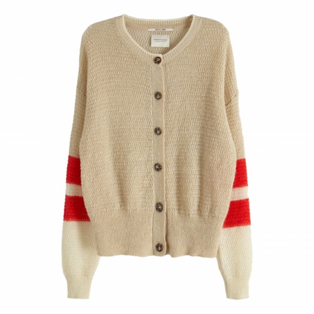 Maison Scotch - Cardigan With Color Blocked Sleeeves - Beige