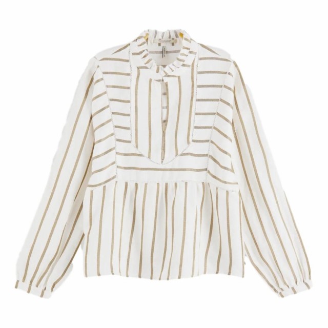 Maison Scotch - Metallic Striped Tunic With Ladder Tapes - Off-White