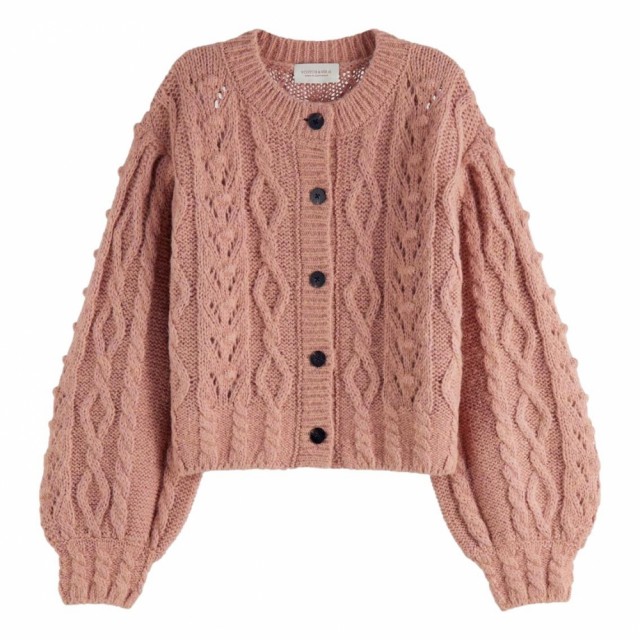 Maison Scotch - Melange Cable-knitted Relaxed Cardigan - Rose
